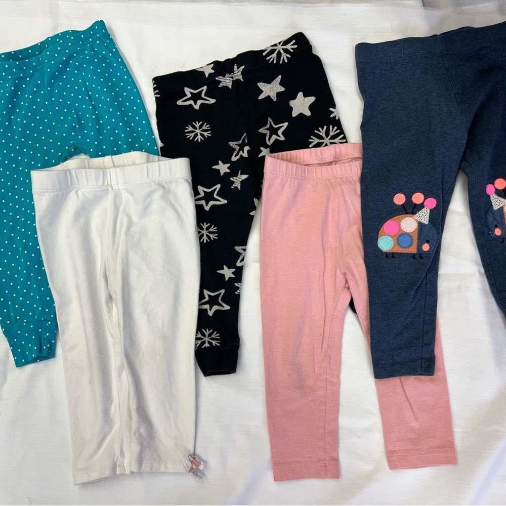 Colorful Toddler Leggings Set of 5, Size 12-24 months